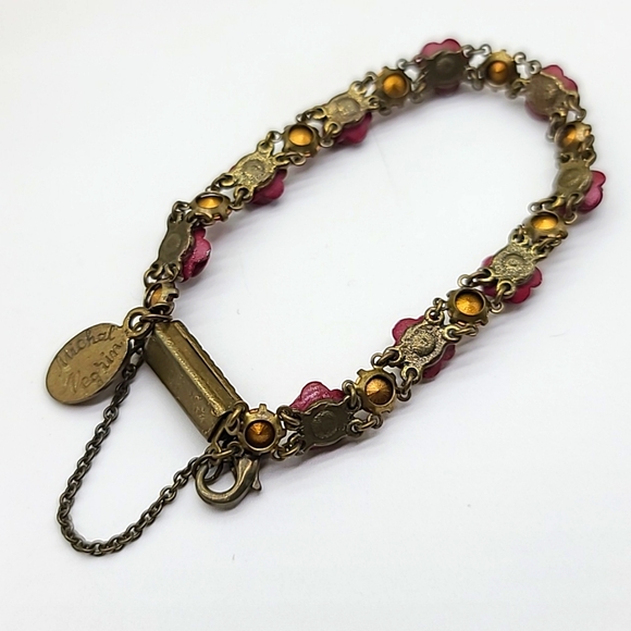 Michael Negrin "ROSE BOUQUET" Vint Sculpted Roses w Crystal Centers Bracelet 🥀 - Picture 10 of 11